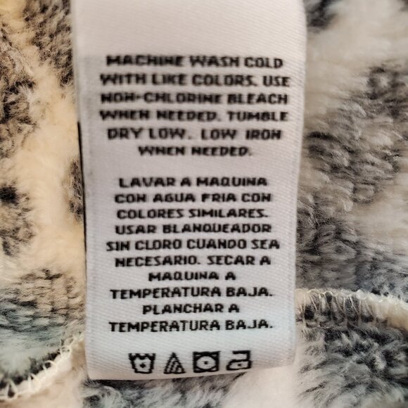 WILDFOX SZ S/M Oversized Snow Leopard Print Fleece Hoodie Loungewear Pajamas - Picture 10 of 11